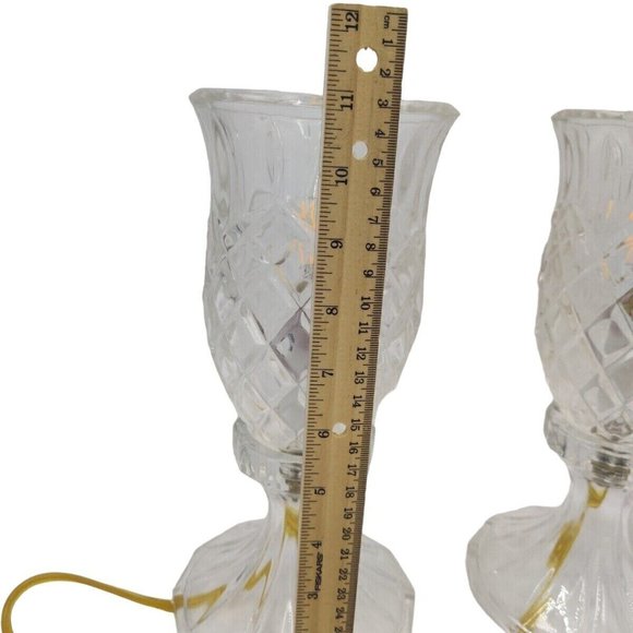 Lamps Gold Cord Clear Beveled Diamond Cut Glass Vintage Ting Shen Table Bedside - Picture 8 of 10